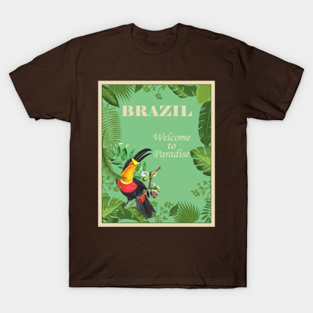 Vintage Brazil Travel Poster T-Shirt by xposedbydesign